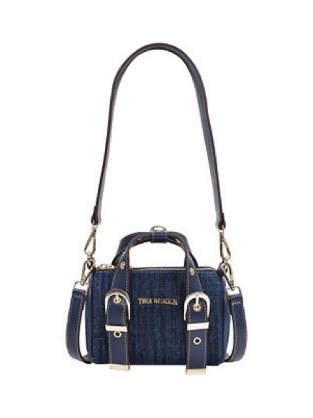 True Religion Denim Buckle Strap Mini Satchel